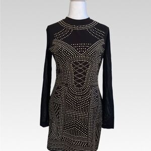 Haute Monde Black Dress with Gold Detailing